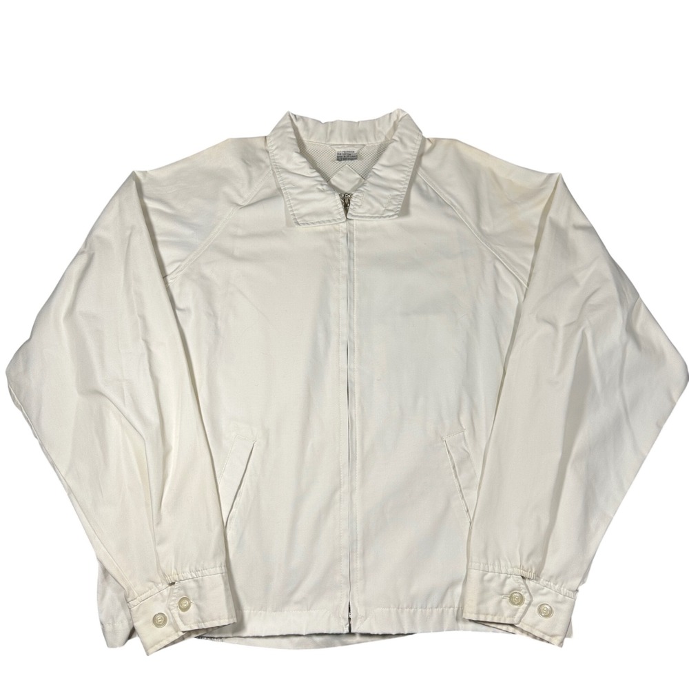 Vintage White/Cream Harrington Windbreaker Jacket White Full Zip L Corley Road